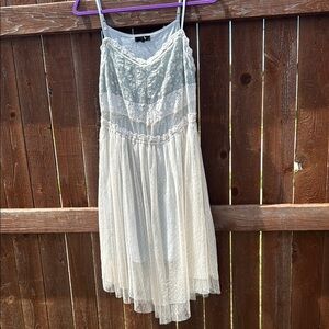 Ryu Light Blue and Cream Lace Midi Dress